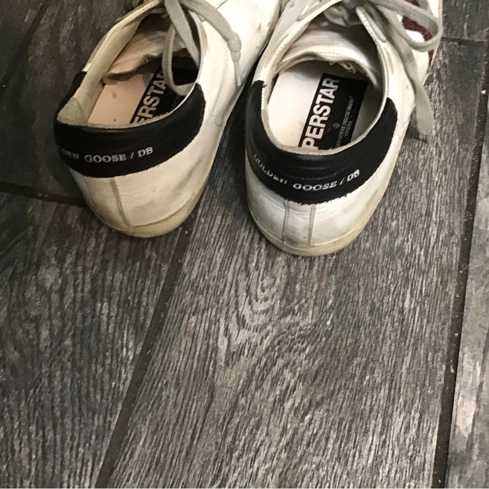 Golden Goose Superstar Red Glitter Black Heel White Leather Sneakers* - Picture 3 of 11